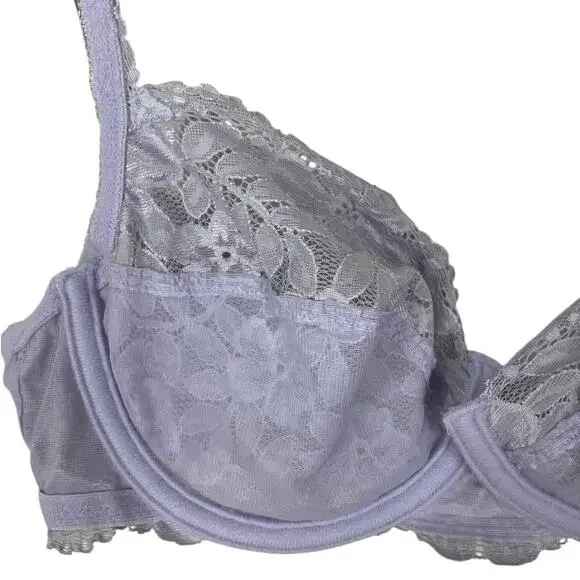 Victoria's Secret Lace Bra Underwire Unlined Pastel Lilac Size 36C Sexy Y2K - Picture 8 of 11